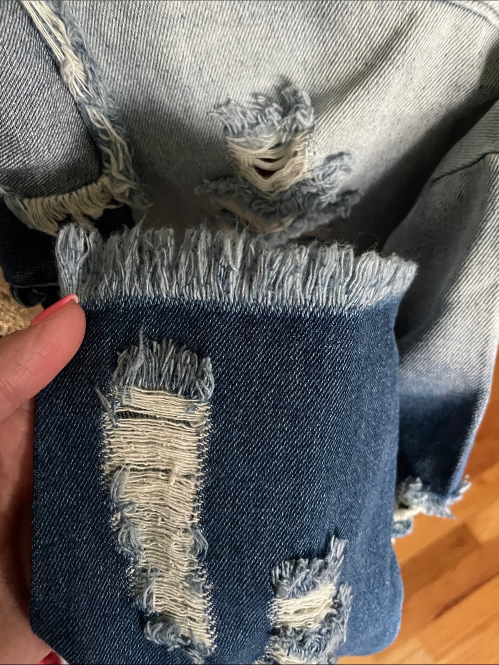 Vibrant Washed Blue Distressed Denim Jacket - Picture 10 of 12